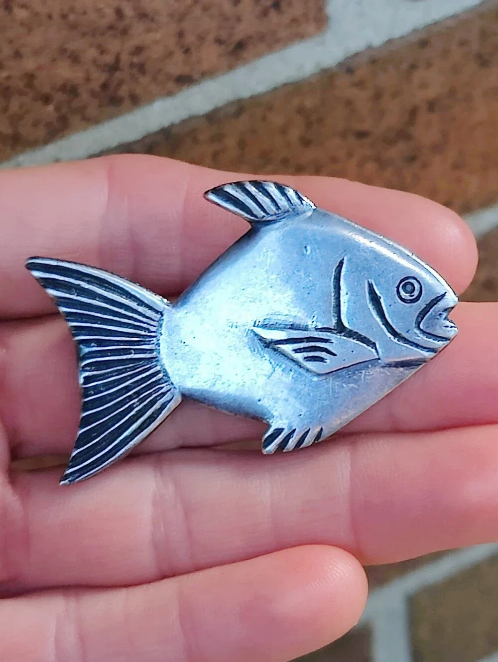🐠 Vintage Sterling Artisan Made Fish Brooch